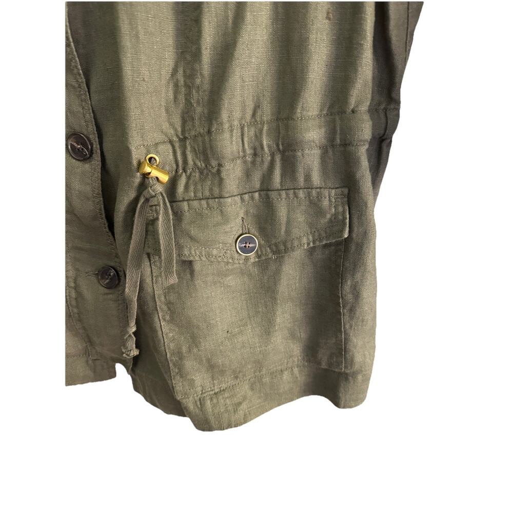 INC Utility Jacket Women's 2XL Olive Green Linen Lightweight Cargo Military Chic - Picture 4 of 14